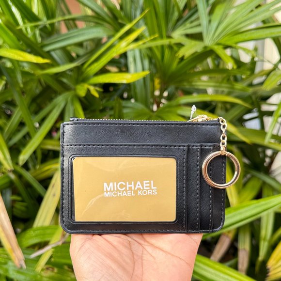 Michael Kors Jet Set Travel Small Top Zip Coin Pouch ID Key Holder Wallet Black - Picture 2 of 9